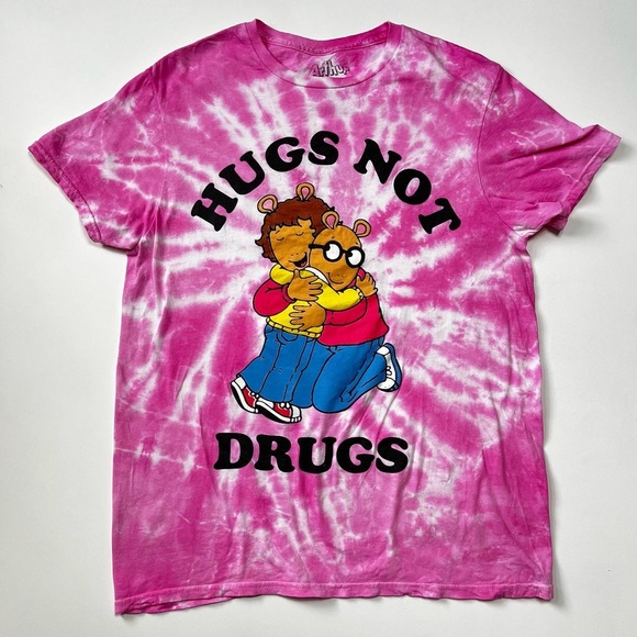 Tie Dye Arthur graphic tee hugs not drugs size M - Picture 1 of 2
